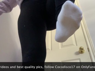 Giantess girl wearing white socks