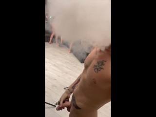 I nervously smoke on the sidelines when I watch her being fucked by 3 guys in tight anal