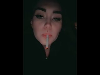 Smoking and flashing my tits in a fur coat 