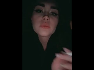 Smoking and flashing my tits in a fur coat 