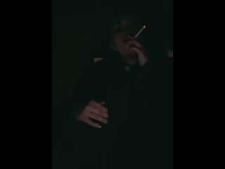 Smoking and flashing my tits in a fur coat 