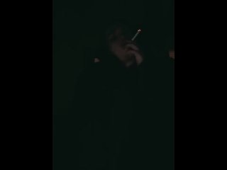 Smoking and flashing my tits in a fur coat 