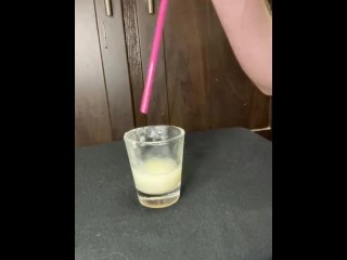 Using Wife’s Jeffree Star Straw to play with my cum, if she knew she’d go crazy!!