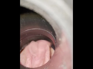 Vacuum cleaner tries to pull my clit into hose view from inside tube