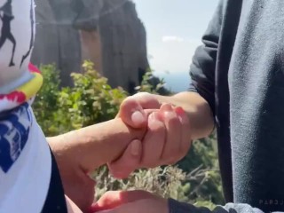 Holyday trekking - Amateur Spanish couple caught flashing strangers fucking in the nature