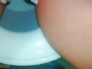 Tik Tok Pee with menstrual cup inside my pussy in the toilet for disabled at the airport