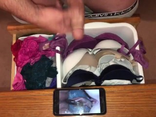 Fan dared me to Piss all over my wife’s Bras & Panties In her drawer, so I did after cumming on them