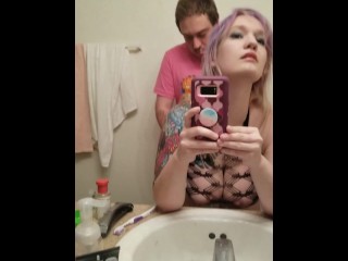 Hot goth slut takes it from behind