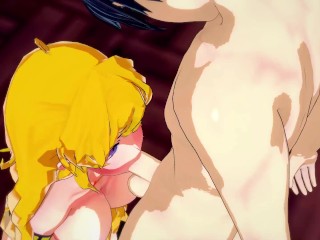 Yang Xiao Long gets mouth fucked before swallowing a load of cum - RWBY Hentai