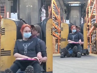 Big Boss Fucks Girl on Reach Truck - FreeUse Machine Shop Industrial Slut Quickie 