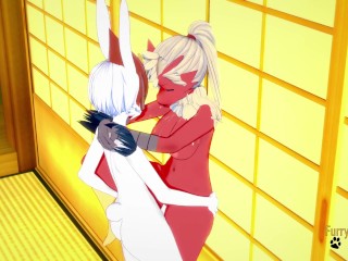 Pokemon Hentai - Pokemon Hentai - Cinderace Gets Cum On Blaziken's Tits Then Fucks Her