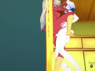 Pokemon Hentai - Pokemon Hentai - Cinderace Gets Cum On Blaziken's Tits Then Fucks Her