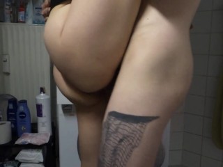 Making it rain in the shower! Biggest squirt and cum in mouth