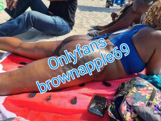 Horny EBONY Hotwife explores Miami Beach Spring Break with some Bulls and Adult theaters 