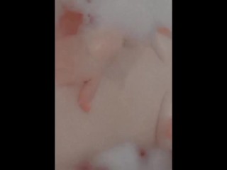 slutty mommy Takes A Bubble Bath An Plays With Her Pussy with tits out