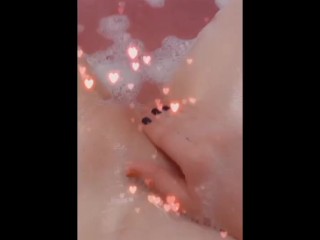 slutty mommy Takes A Bubble Bath An Plays With Her Pussy with tits out