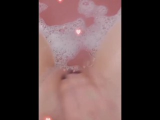 slutty mommy Takes A Bubble Bath An Plays With Her Pussy with tits out