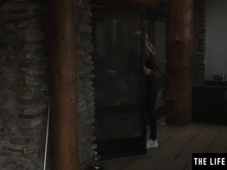 Daring blonde girl breaks into a stranger's house to masturbate