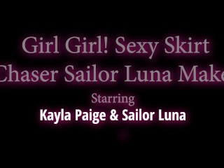 Girl Girl! Sexy Skirt Chaser Sailor Luna Makes Busty Kayla Paige Orgasm!