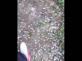 Boy Walks Outside with Air force