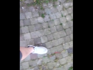 Teenboy in Sneaker walk outdoor