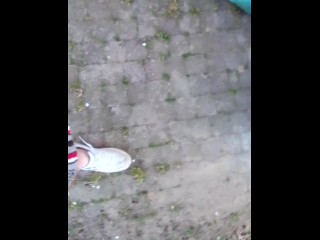 Teenboy in Sneaker walk outdoor