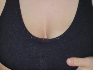 Titjob with sportsbra she have huge boobs