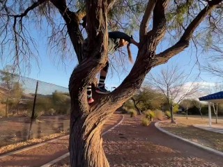 Hot couple hookup in the Lady Layer at a public park