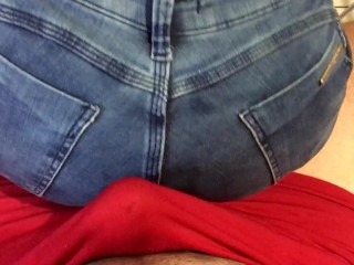 Dry humping in jeans shorts made him cum in pants during a lapdance