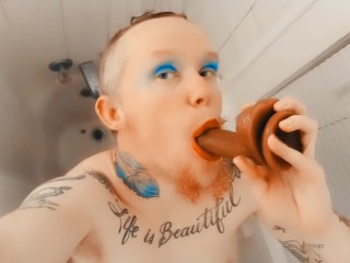 Trans Man Gives JOI CEI Slow Motion Voiceover Lipstick Queer Blowjob