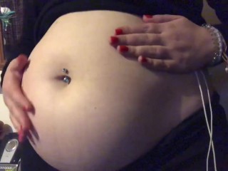 Swollen Belly Girl's Big Noisy Belly