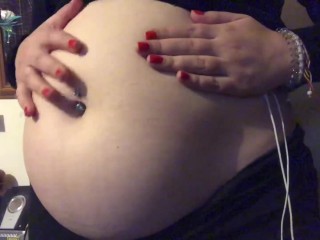 Swollen Belly Girl's Big Noisy Belly