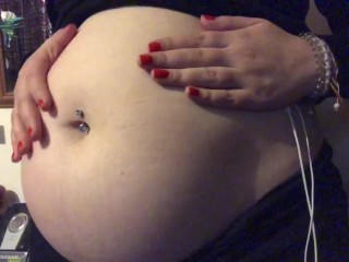 Swollen Belly Girl's Big Noisy Belly