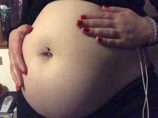 Swollen Belly Girl's Big Noisy Belly