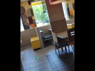 JusAgirl- EXHIBITIONIST  NASTY  slut squirting at McDonald's Extremely Risky 