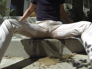 Khakis turn see-through with piss and cum