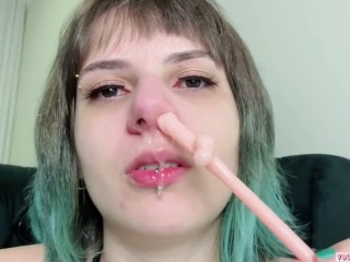 dildo snotty nose fuck with dirty talk