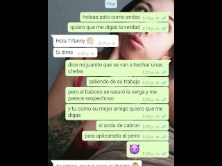 chupando verga y leche del amigo chapulín de mi esposo, me llena la cara de semen