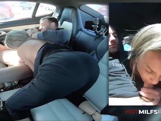 44 Year Old MILF Fucked In A Back Seat Then Tag Teamed In Threeway at Guy's House Until She Squirts