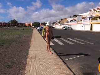 Risky naked walk down the street. Public nudity MiaAmahl