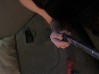 Training biceps with heels and butplugg