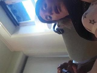 Training biceps with heels and butplugg