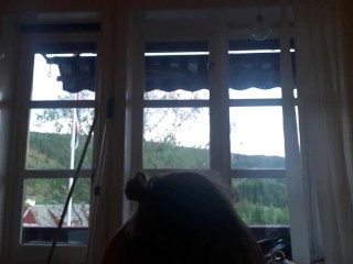 Training biceps with heels and butplugg