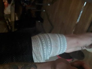 Training biceps with heels and butplugg