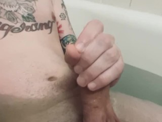 Stroking my cock until I cum all over myself 