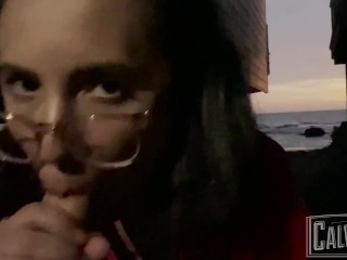 casey calvert real life sneaky public beach pov bj