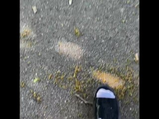 Frilly socks and wedge sandals OUTSIDE