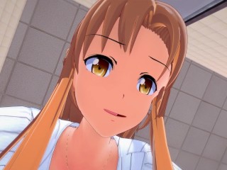 SAO futa Asuna fucks his girlfriend Taker POV