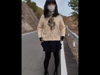 ジェイケイ女装 モロダシ散歩 school uniform