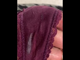 my pussy gets so wet here at work, watch me taste my Creamy Pussy Grool in my wet Burgundy Panties 